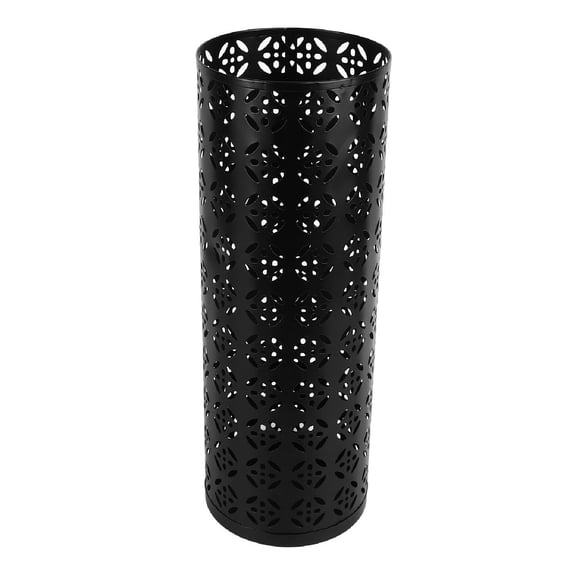 Rupoun Entryway Umbrella Stand Round Metal Holder Bin Rust Proof Hollow Copper Pattern, Black, 13.8x5.9x5.9 inches / 35x15x15 cm