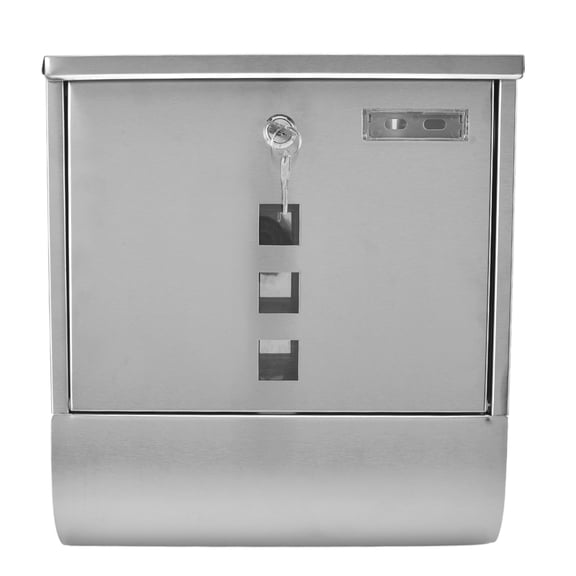 Rupoun European Style Narrow Slot Stainless Steel Hanging Locking Wall-Mounted Mailbox for Outside Garden, Large Capacity Rural Mail Box with Keys (13.78 x 12.60 x 4.72 inches / 35 x 32 x 12 cm)