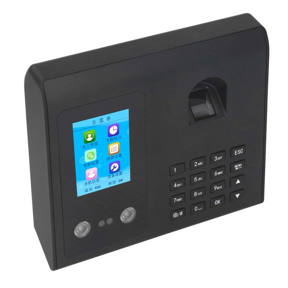 Rupoun Face Recognition Fingerprint Password Employee Time Clock 110-240V Black EU Plug Software Free Attendance Machine for Small Business Office Company Work (8.66 inches / 22 cm)