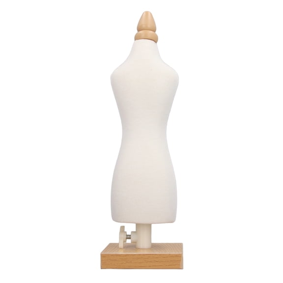 Rupoun Female Doll Dress Form 12.2 Inch Canvas Clothes Sewing Mannequin Table Top Display Clothing Stand with Wooden Base for Sewing Pattern Making Teaching Style 1
