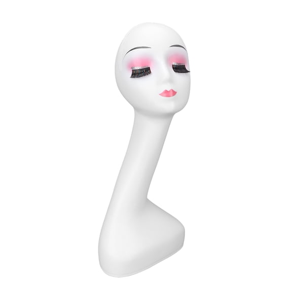 Rupoun Female Mannequin Head with Makeup 20 Inches (50 cm) Professional Wig Display Hat Stand Beauty Styling Tool Pink Cosmetic Finish Durable Polypropylene Material for Retail and Salon Use