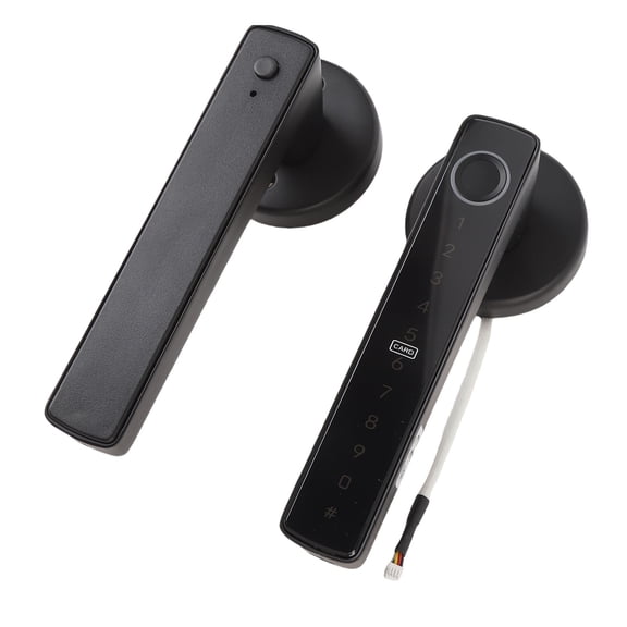 Rupoun Fingerprint Smart Door Handle Lock Support Tuya App Keyless Entry Electronic Knob for Home Office Bedroom (9.84 in / 25 cm Length) Secure Fast Access