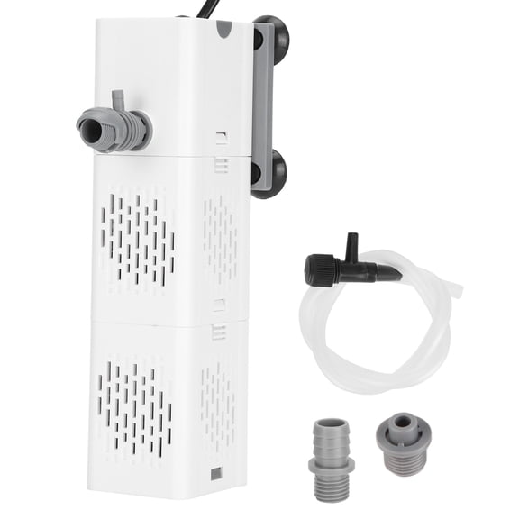 Rupoun Fish Tank Built-In Filter Submersible Circulation Pump & Oxygenation System, Multi-Function Internal Aquarium Filtration Accessories, 110V 60Hz, 9.84 in / 25 cm, White