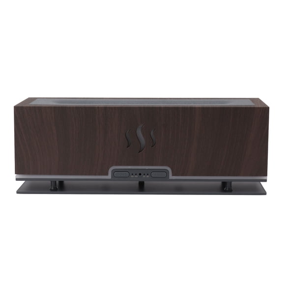 Rupoun Flame Aroma Diffuser Humidifier, Wood Grain Ultrasonic Mist Maker with Remote Control, 200ml Water Tank Capacity for Home Office, Dark Brown (12.2 inches / 31 cm)