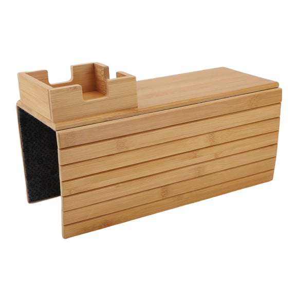 Rupoun Foldable Sofa Arm Tray Table Multifunctional Anti Slip Couch Armrest Table for Drink Phone Snacks Remote Control Wood Organizer