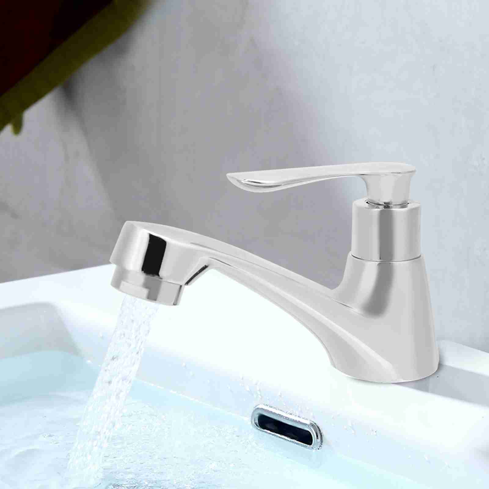 Rupoun G1/2in Household Zinc Alloy Single Handle Faucet Water Tap for Bathroom Kitchen Sink Basin 4.9 in / 12.5 cm