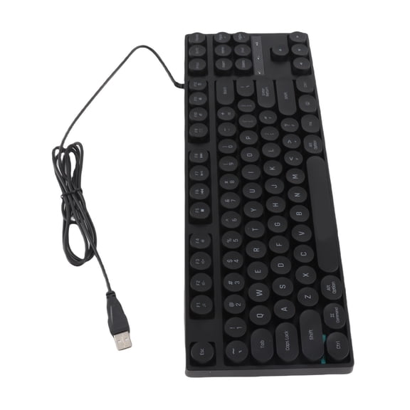 Rupoun Gaming Keyboard USB Wired Round 87 Keys Colorful Backlit Ergonomic Mechanical Touch Keyboard for Desktop Laptop PC Mac 14.96 inches / 38 cm Black