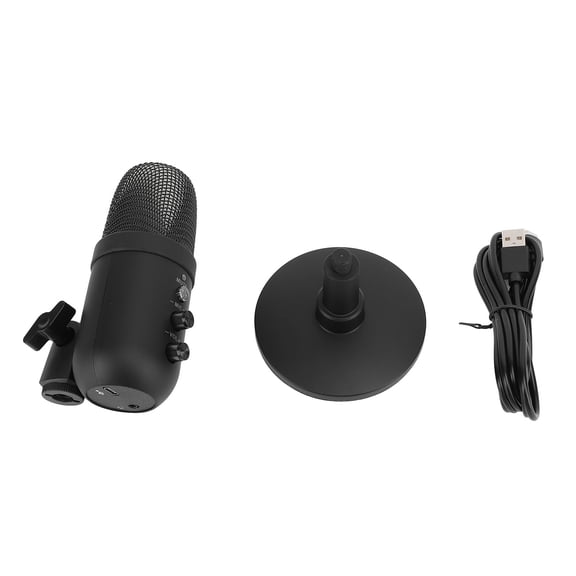 Rupoun Gaming Microphone for Podcasting Video Streaming USB PC Condenser Mic with Quick Mute Light Shock Mount Rotating Gain Key 10 inches / 25.4 cm