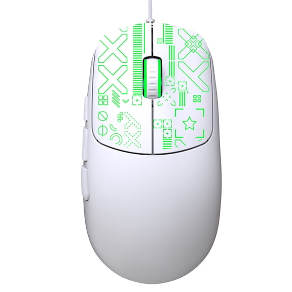 Rupoun Gaming Wired Mouse with 3600DPI Colorful Backlit 6-Key for PC/Desktop Computer/Laptop (4.65 inches / 11.8 cm Length) Matte Texture Ergonomic - White