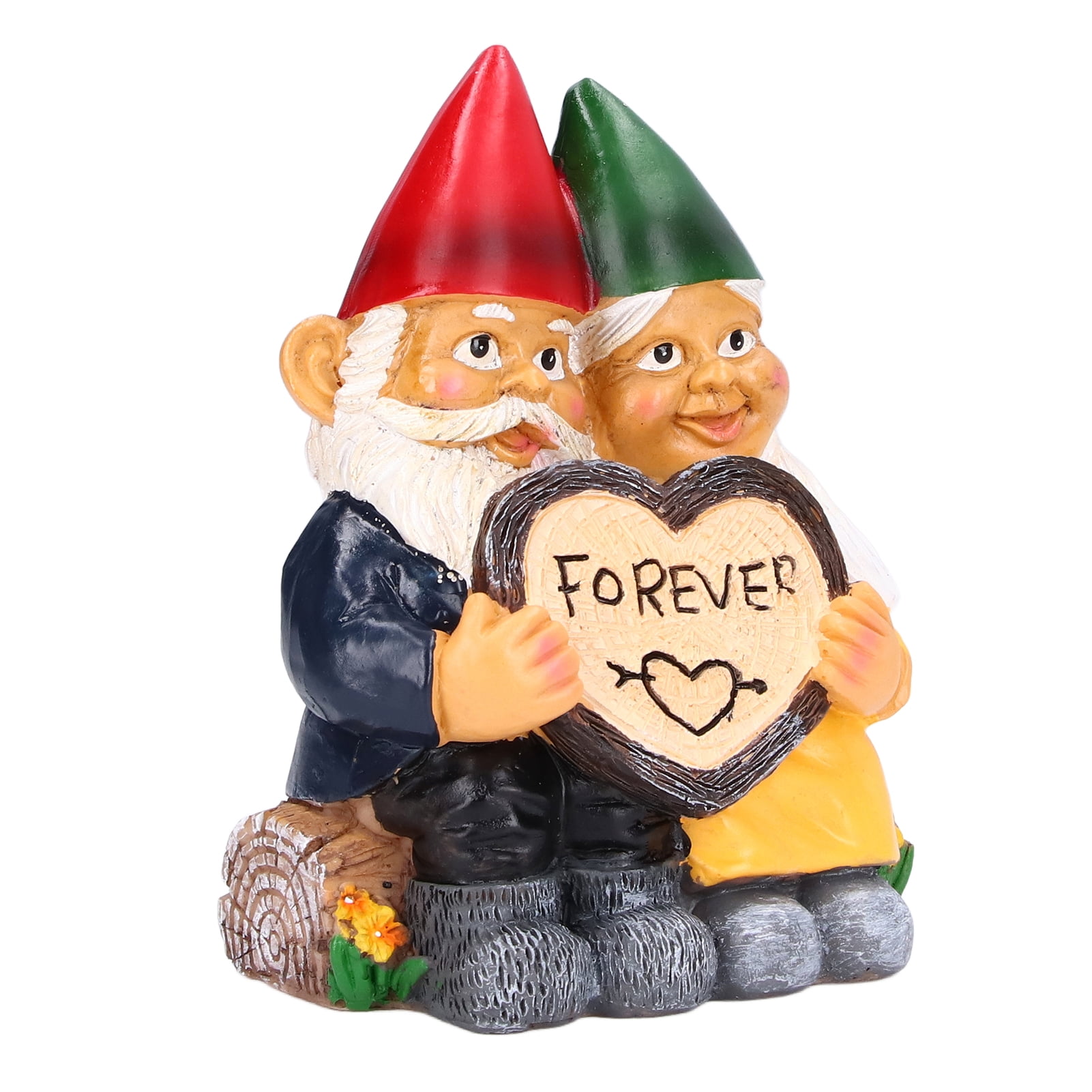 Rupoun Garden Gnome Couple Statues, Weatherproof Resin Dwarf Sculpture Figurine Home Desktop Ornament for Outdoor Patio Yard Lawn Decoration (7.87 inches / 20 cm)