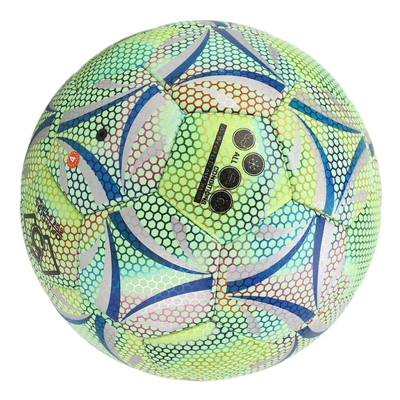 Rupoun Glowing Soccer Ball Size 5 Luminous PU Leather Light Up Football Reflective Wearproof Training Gear for Night Games Glow in the Dark Kids Adults Match Equipment