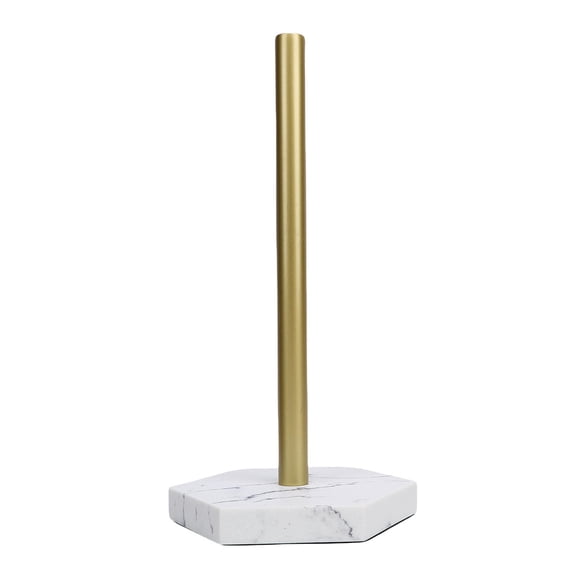 Rupoun Gold Marble Stainless Steel Paper Towel Stand Elegant, SpaceSaving Countertop Roll Holder for Kitchen & Bathroom