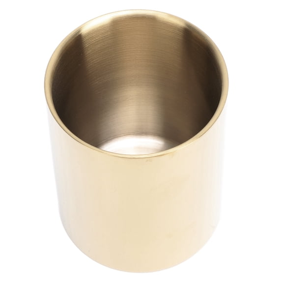 Rupoun Gold Round Stainless Steel Pen Holder Nordic Style Rugged Flower Vase Pencil Pot for Office Desk Organization