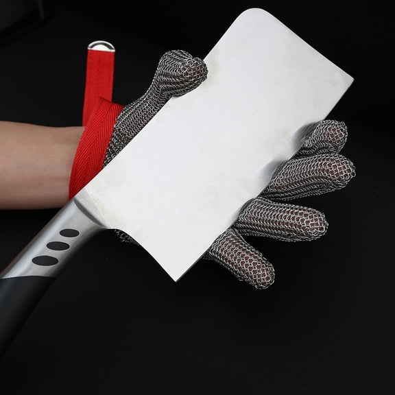 Rupoun H17492 Gray Work Safety Glove 304L Stainless Steel Mesh Cut Resistant Chain Mail Kitchen Butcher, 1 Count