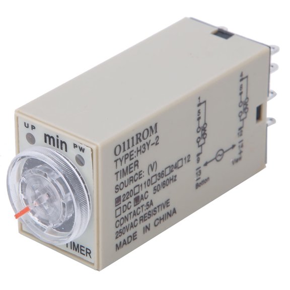 Rupoun H3Y-2 8-Pin High-Voltage Time Delay Relay 220VAC, Rugged Industrial Accuracy Electric Control Timer Mechanism for Machinery and Automation Frameworks (0-10 Minutes / 0-10 min, 1 Unit)