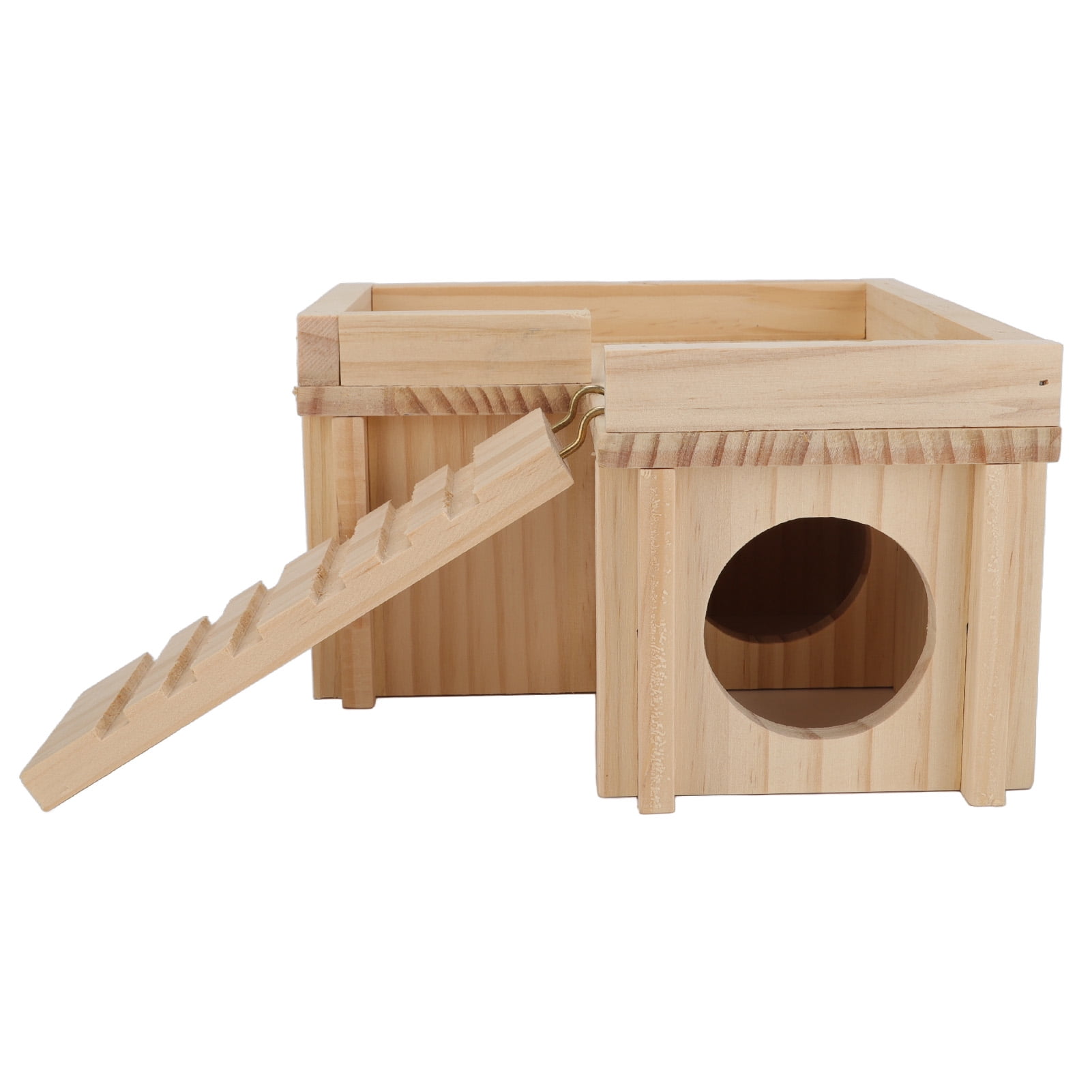 Rupoun Hamster House Multi Rooms Wooden Hideout Tunnel Toy Small Pet Hut with Ladder for Golden Bear (7.87 x 4.72 x 7.87 in / 20 x 12 x 20 cm)