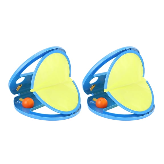Rupoun Hand Catching Racket Ball Toy Set Interactive Toss Game Fitness Sport Family Fun 2 Rackets 4 Balls Blue (9.06 inches / 23 cm)