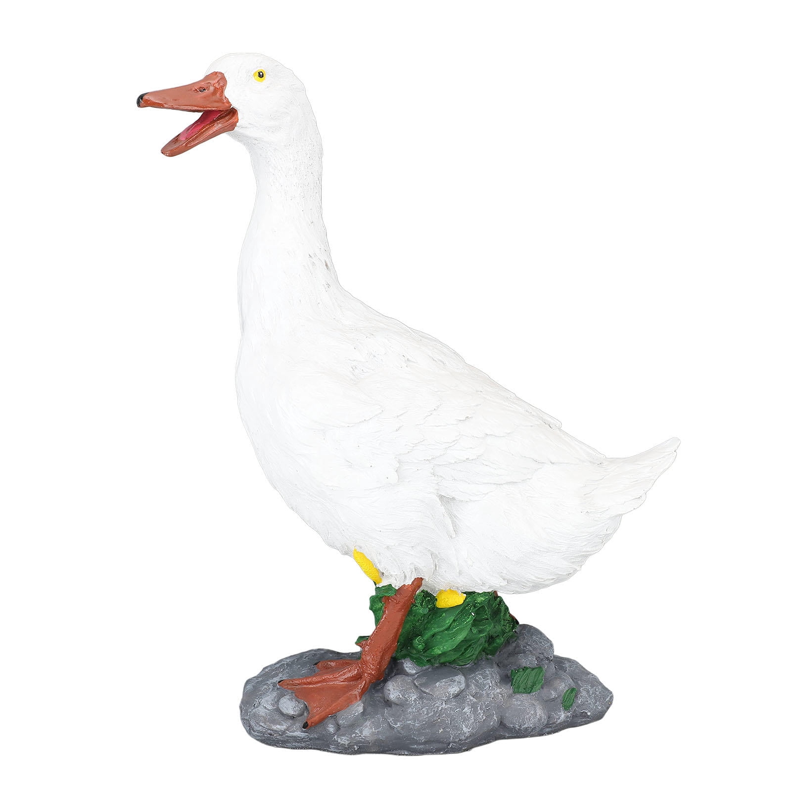 Rupoun Hand‑Painted Resin Duck Figurine – Waterproof Garden & Patio Sculpture, 15.3" x 19.3" x 7.9", 3.8 lb, White
