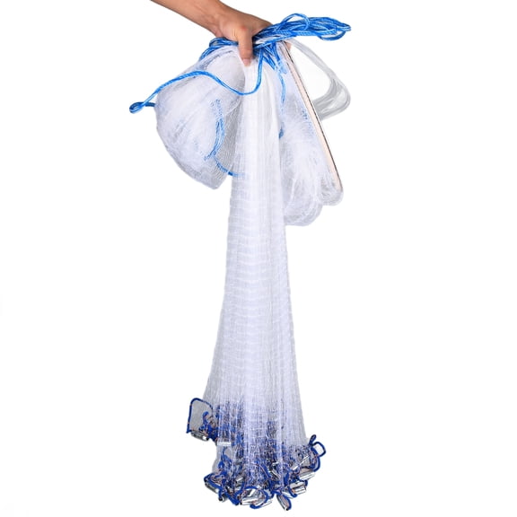 Rupoun Hand Throwing Multi Purpose Fishing Net Automatic Flexible Casting Net for Fish Pond Outdoor 13.8ft / 4.2m with Heavy Duty Steel Pendant Nylon Mesh Fishing Tool