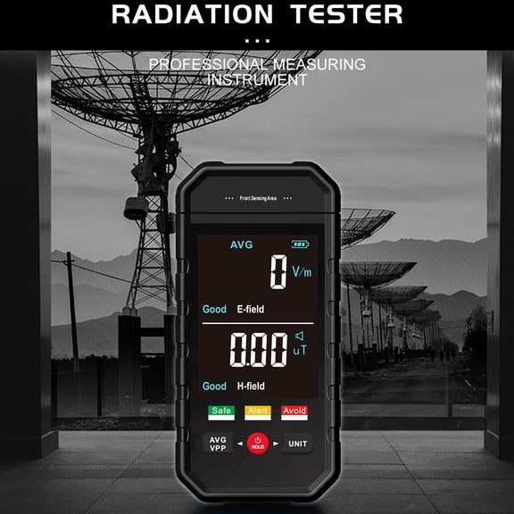 Rupoun Handheld Portable Electromagnetic Radiation Tester, Large LCD EMF Meter, Sound Light Alarm, 5Hz-3500MHz Electric Magnetic Field Detector for Home Office (5.1 inches / 13 cm)