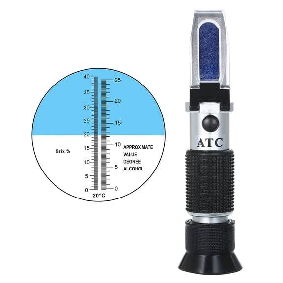 Rupoun Handheld Wine Sugar Concentration Refractometer and Alcohol Meter, Portable Grape Brix ATC Densimeter for Optical Beverages Testing (8.1 inches / 20.5 cm)[cite: 1]