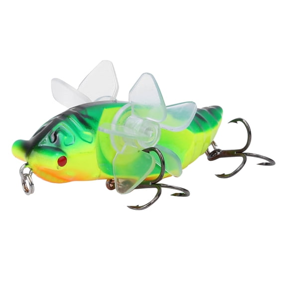 Rupoun Hard Fish Lure Bionic Cicada Shape Fishing Bait Topwater Floating Hard Bait with Rotating Spins Propeller Treble Hook Surface Lure for Bass Trout Perch Pike 7.5cm / 3 inches 15.5g
