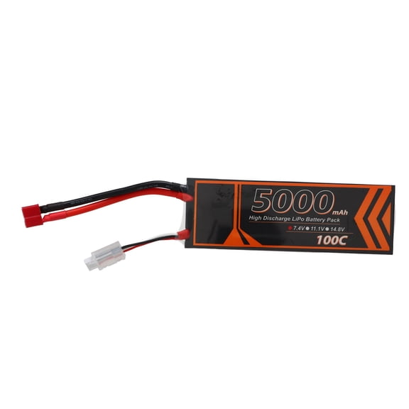 Rupoun Hardcase Lipo Battery 7.4V 5000mAh 2S 100C RC Lipo Battery with T Shape Red Plug for RC Model