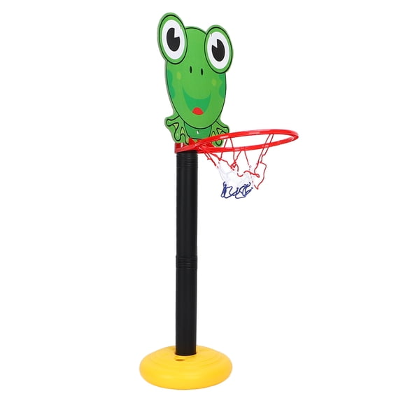 Rupoun Height Adjustable Frog Pattern Basketball Playing Set With Hoop Stand Goal For Children Indoor Outdoor Toy Sports Equipment (10.63 Inches / 27 cm)