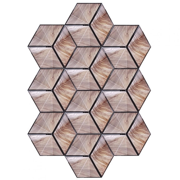 Rupoun Hexagonal Imitation Wood Grain Ceramic Tile Stickers Waterproof Non-Slip Floor Sticker Decoration for Home Floor and Wall Decals Set of 10 Pieces