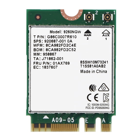 Rupoun High Speed 2.4G 5G Dual Band Wireless WIFI Card Bluetooth 5.0 for NGFF M.2 PC Laptop 1.73Gbps Network Adapter Mini Board Wide Coverage Stable Signal Strong Receiving Online Gaming HD Video