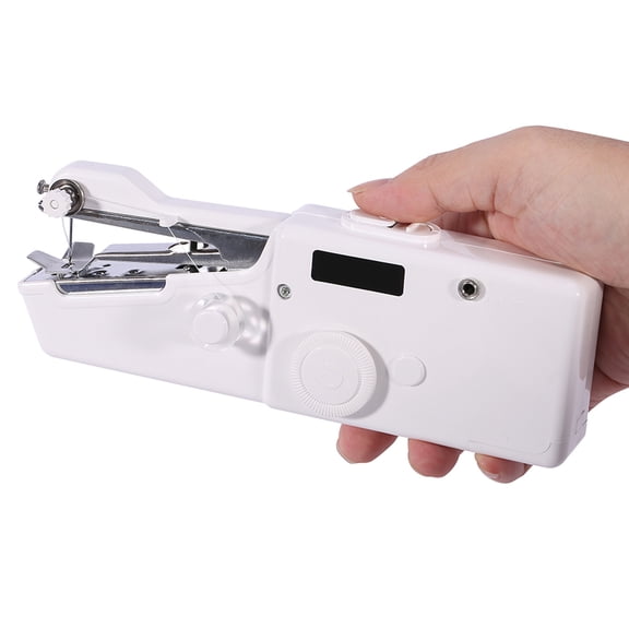 Rupoun Home Travel Mini Portable Cordless Handheld Multifunctional Single Stitch Sewing Machine White Compact Electric Repair Tool for Beginners (8.15 inches / 20.7 cm)
