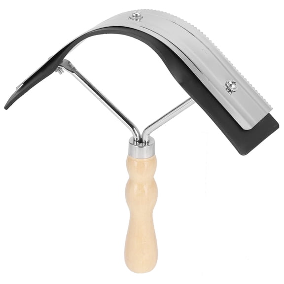 Rupoun Horse Sweat Scraper with Wood Handle Non Slip Horse Cleaning Grooming Tool Farm Supplies, 8.8x8.7x2.2 inches / 22.3x22x5.5 cm Professional Sweat Water Scraper Care Aid