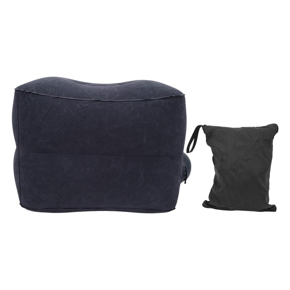 Rupoun Inflatable Foot Rest Pillow, Dual‑Layer PVC Flocking, Single Valve, Portable Travel Airplane & Office Comfort, Dark Blue
