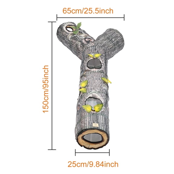 Rupoun Interactive Tree Trunk Cat Tunnel for Indoor Cats 13.8 inches / 35 cm Foldable Pet Tube Large Kitten Toy