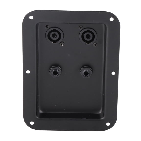 Rupoun Junction Box 4 Core Socket Jack Plate Dual 6.35mm Plug Speaker Junction Box Audio Accessories for Stage Sound and Recording Studio Heavy Duty Iron Construction 5.11 inches / 13.00 cm Black