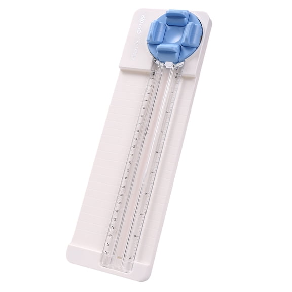 Rupoun KW-Trio Paper Trimmer 4-in-1 Rotary Cutter 23cm Length Straight Wave Perforating Creasing Desktop Paper Cutting Tool Craft Home Office Supplies, Blue