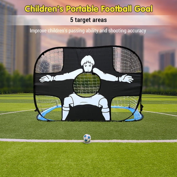 Rupoun Kids Portable Pop Up Soccer Goal Red 47.2 in / 120 cm Foldable Football Net with Target Practice Dual-Purpose Design for Backyard Outdoor Play