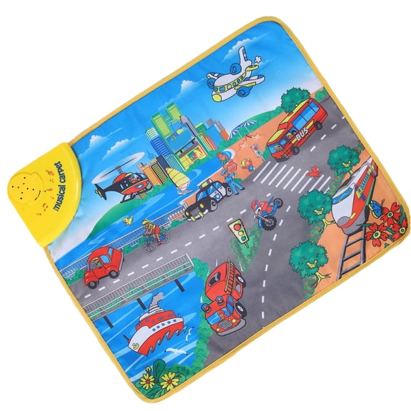 Rupoun Kids Vehicle Play Mat 19.29 X 23.23in Electric Audio Transportation Learning Carpet Educational Musical Rug for Toddlers Battery Operated Playmats Early Education Toy