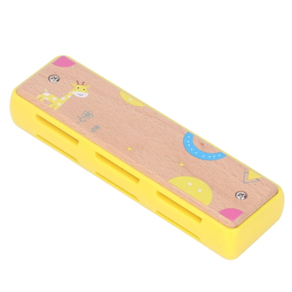 Rupoun Kids Wooden Harmonica 16-Hole Educational Woodwind Instrument for Toddlers, Yellow