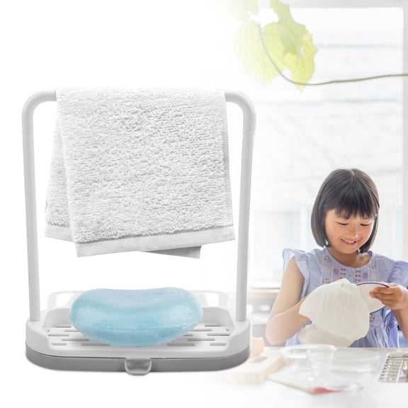 Rupoun Kitchen Detachable Bar Towel Drying Rack Storage Organizer for Dishcloth Sponge Soap Sink Caddy (Grey) - 7.79 inches / 19.8 cm