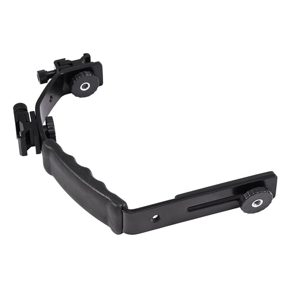 Rupoun L Shaped Flash Bracket Holder Hot Shoe Mount for Flashlight DV Camcorder 120/135 Film Camera, Premium Aluminum Alloy Construction, Compact Size 8.66 inches / 22 cm Length