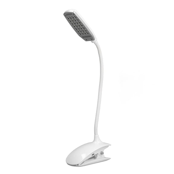 Rupoun LED Clip Table Lamp Foldable 28-LED Eye Protection USB Rechargeable Desk Light w/ Built-in 600mAh Battery for Dormitory, Office, Reading, and Music Stands (14.6 inches / 37 cm)