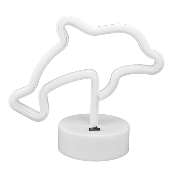 Rupoun LED Dolphin Neon Light Table Lamp Blue Animal Shaped Night Light with Base, USB or Battery Powered Room Decor Sign for Bedroom, Bar, Party, Holiday Decoration (8.7 inches / 22 cm)