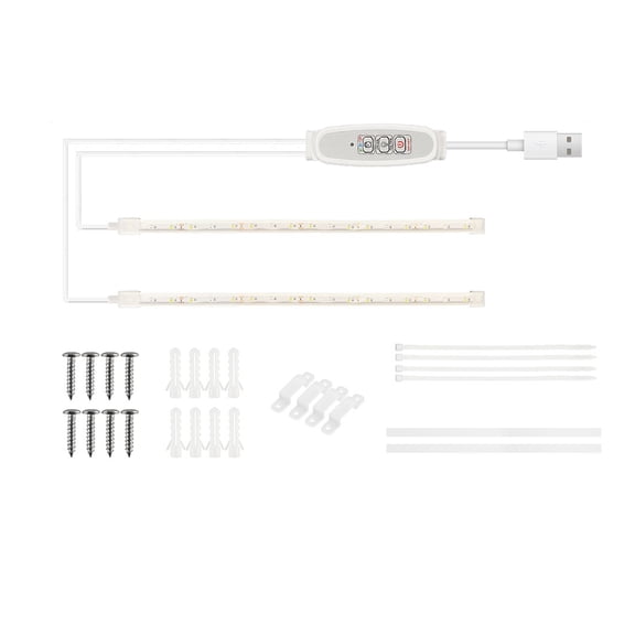 Rupoun LED Plant Grow Light Strips for Indoor Plants, 3000K Sunlike Red & Warm White Hydroponics Supplement Lamp with 4 Dimmable Levels, 24-Hour Smart Auto On/Off Cycle Timing, 11.8 inches