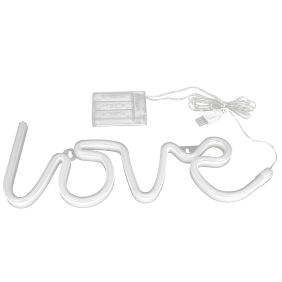 Rupoun LOVE Neon Sign Light, USB & Battery Powered LED Neon Lamp for Bedroom, Living Room, Christmas Party, Wedding Decoration, Warm White Light Wall Art Decor, Great Gift Idea (13.4 inches / 34 cm)