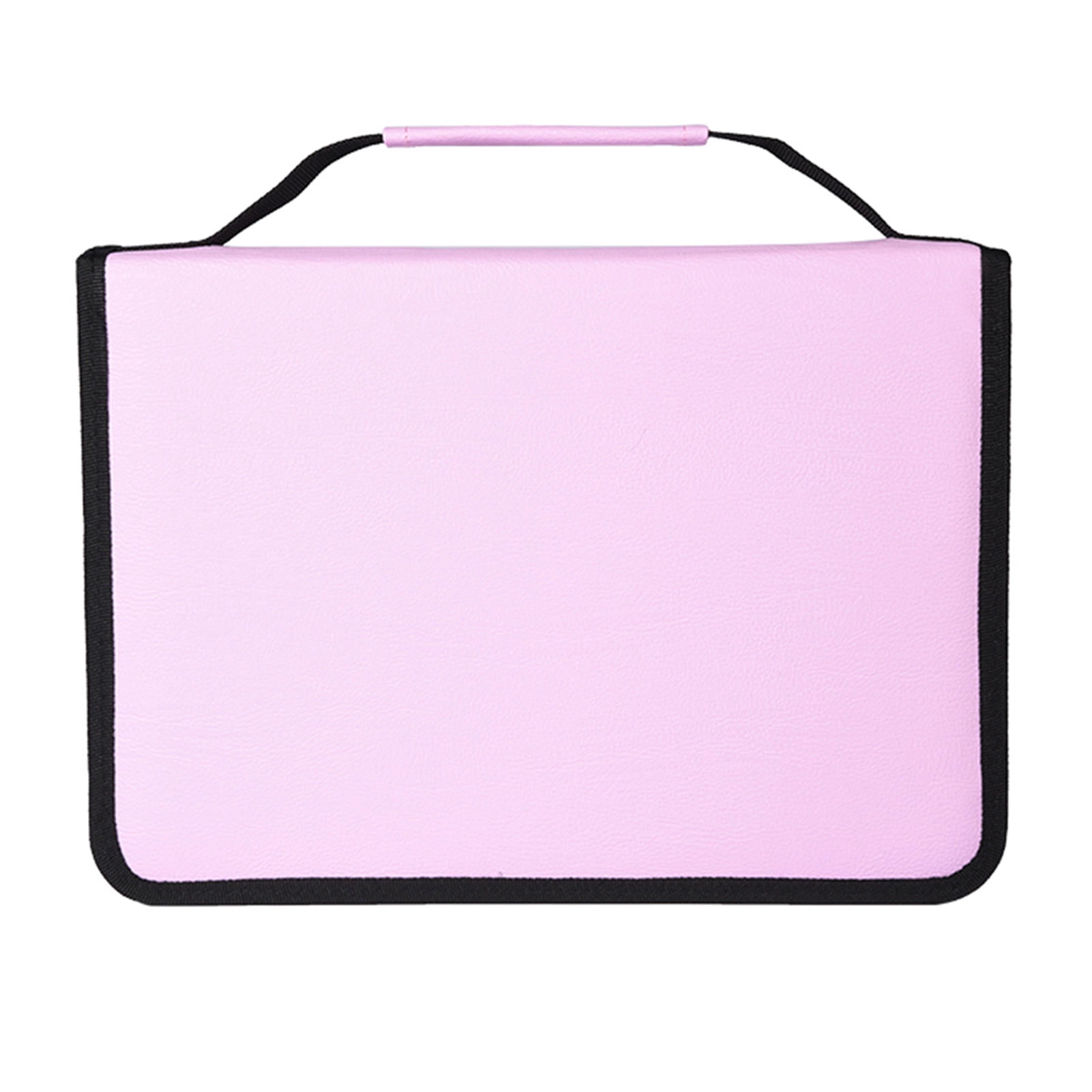Rupoun Large 150‑Slot PU Leather & Fabric Pencil Case with Zipper, Long Handle – Pink