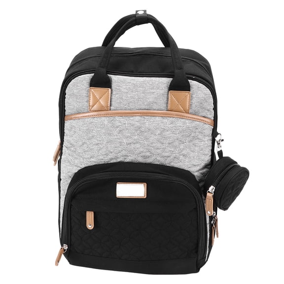 Rupoun Large Capacity Oxford Cloth Diaper Backpack with Pacifier Bag and Stroller Straps Unisex Multi Pocket Travel Bag, Black (11.8 x 5.5 x 16.1 inches / 30 x 14 x 41 cm)