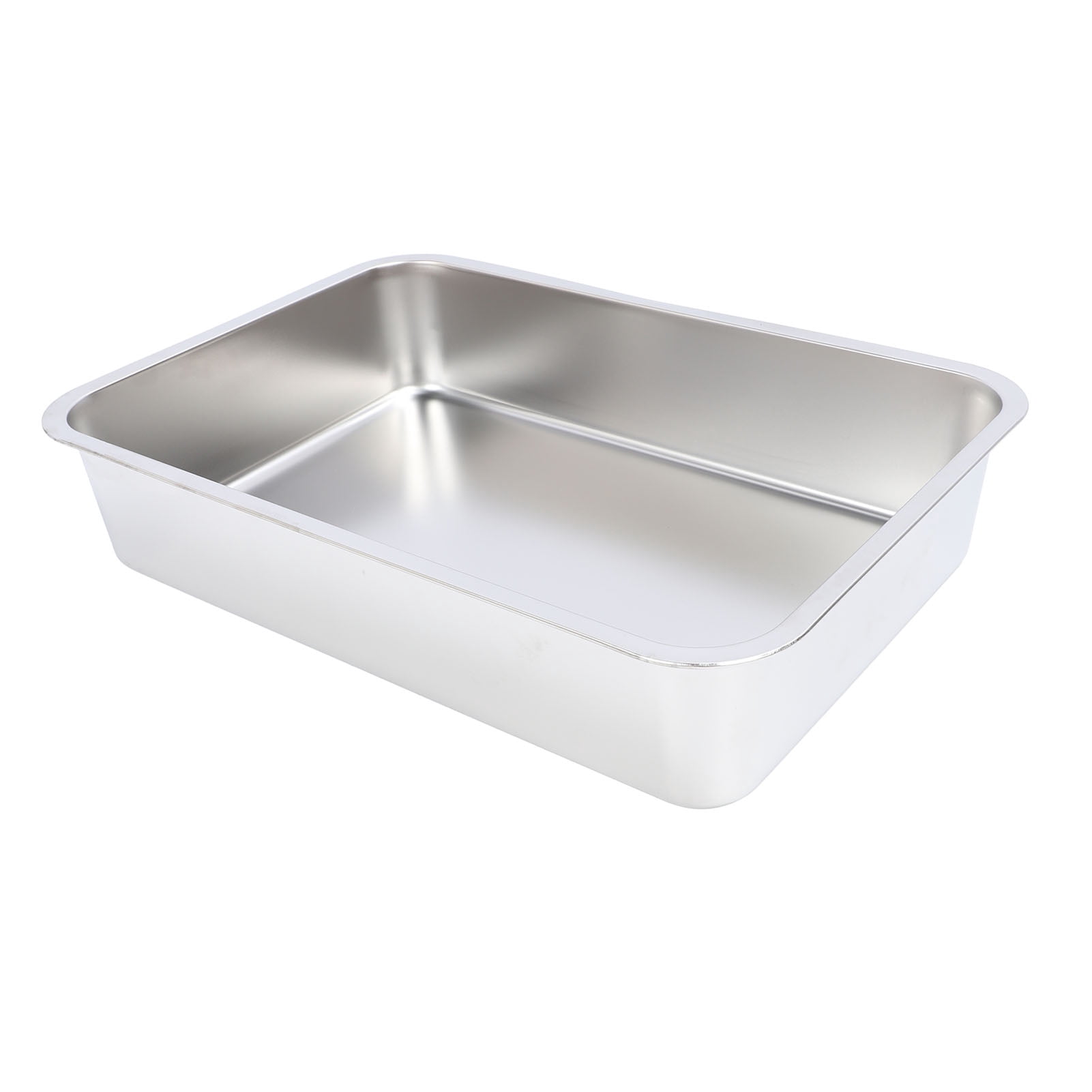 Rupoun Large Stainless Steel Open Cat Litter Box with High Sides Heavy Duty Metal Litter Pan 19.68 x 13.78 x 3.94 inches / 50x35x10 cm