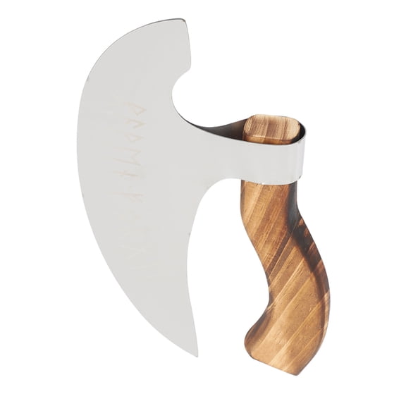 Rupoun Large Viking Hatchet Pizza Cutting Axe Stainless Steel Wood Handle Effortless Cutter Tool (8.7 inches / 22 cm)
