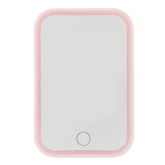 Rupoun Lighted Makeup Mirror Pink LED Touch Control Square Desktop Fill-In Adjustable Brightness Rotative Vanity Mirror 7.87 inches / 20 cm